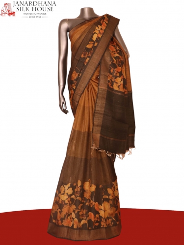 Pure Multi Shade Floral Tussar Silk Saree